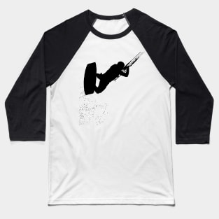 Kitesurfing Action Kite And Surf Silhouette Black Baseball T-Shirt